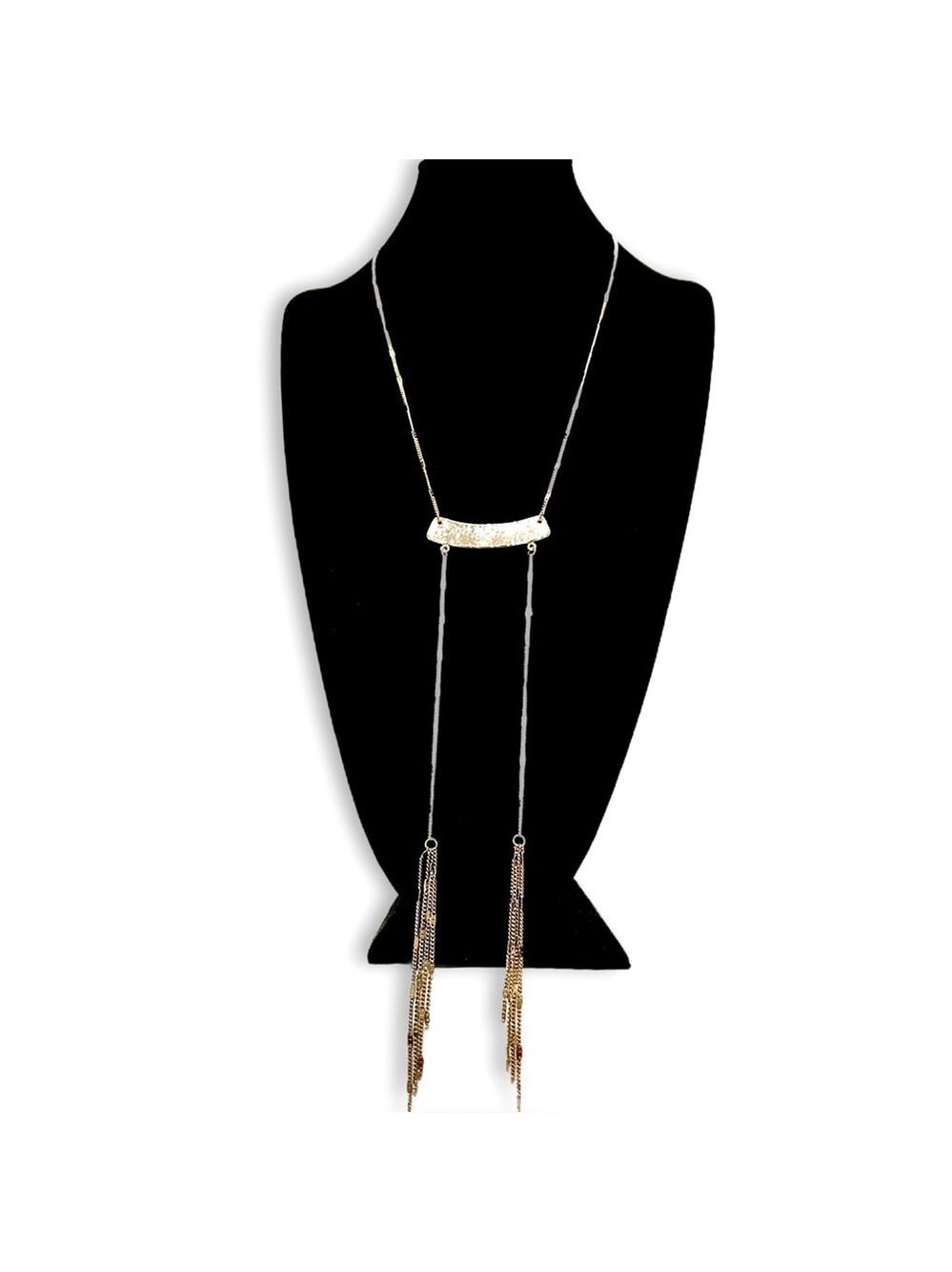 WHBM Gold Statement Double Tassel Lariat Necklace | NWT